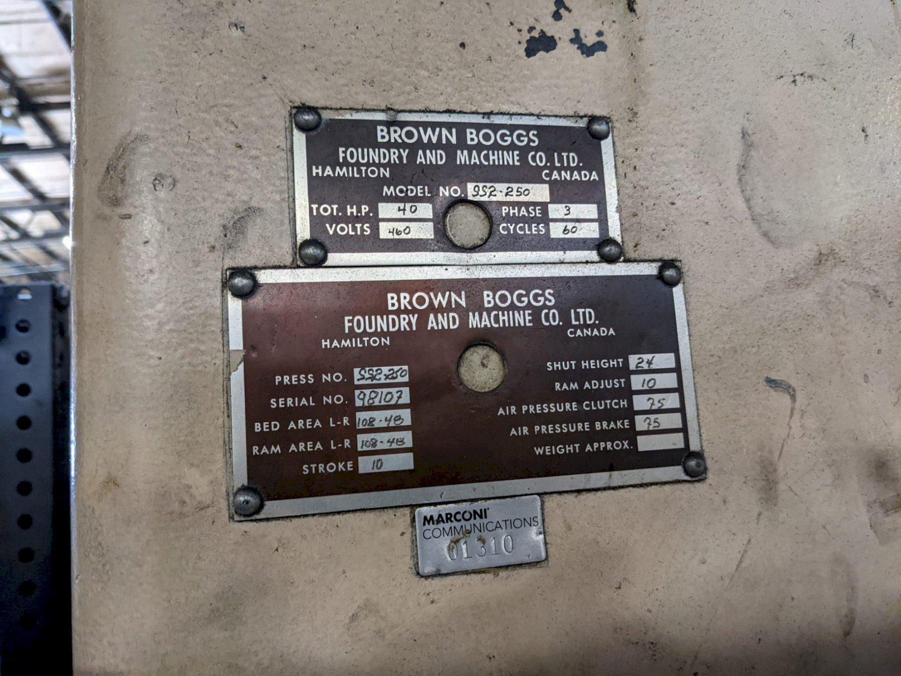 1998 BROWN & BOGGS SS2-250-108X48 Straight Side Presses | PressTrader Limited